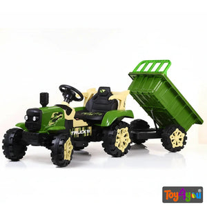 Toy4You Kids Ride-On Tractor 12V Battery Operated with Hydraulic Trolley