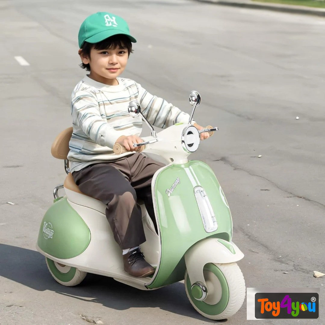 Toy4You Vintage Vespa Rechargeable Kids Scooty with Lights