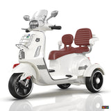 Dual Seater Vespa Ride-On 12V scooterwith 3 Wheels Power for Children