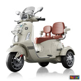 Dual Seater Vespa Ride-On 12V scooterwith 3 Wheels Power for Children